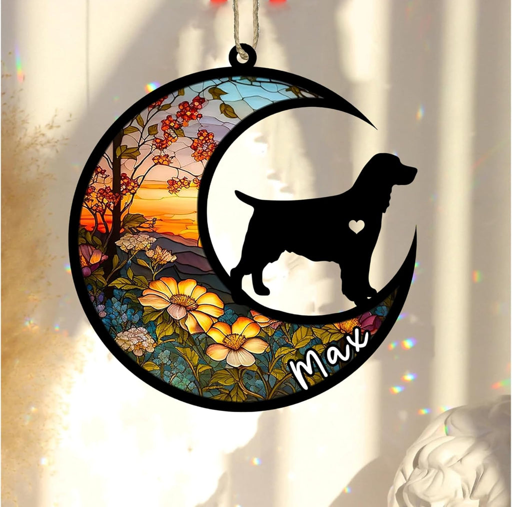 Personalized Dog Memorial, Custom Name English Springer Spaniel Dog Christmas Ornament with Name, Custom Breeds, Pet Loss Light Catcher, Gifts for Lovers Loss of Pet Sympathy on Mothers Day Christmas