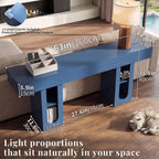 63" Entryway Console Table with Outlets & Storage-Blue | 5.9" Thick Top,Zero Wobble,Behind Couch,Charging Station,Anti-Tip,Modern Farmhouse,Dense MDF,Living Room,Hallway,Wood Grain