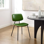 Art Leon Dining Chairs Set of 2- Mid Century Modern Faux Leather Dining Room Chairs with Bentwood, Armless Accent Chairs with Black Metal Legs for Kitchen Living Room, Green
