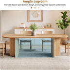 78.75" Oval Oak Dining Table for 6-8 Person, Modern Farmhouse Kitchen Table with Sturdy Legs, Wood Dinner Table for Dining Room Kitchen Living Room, Natural Oak