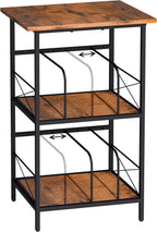 Record Player Stand with 4 Adjustable Dividers, Vinyl Record Storage Holds 200 LPs, 3 Layer End Table, Multi-Functional Record Player Table for Home, Rustic Brown