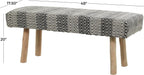 Deco 79 Polyester Chevron Bench with Wood Legs, 48" x 18" x 20", Black