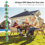 Rainbow Wave Wind Spinners Outdoor Hanging Garden Decor,Bird Deterrents for Outside,Sparkly Reflective Wind Spinner,Stainless Steel Bird Scare Devices-Scare Birds Away from Yard Patio Farm
