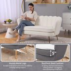 59'' Loveseat Sofa, Modern Chenille 2-Seater Sofa with Golden Legs, Comfy Upholstered Shell Accent Couch for Studio, Living Room, Store, Office (Light Grey).