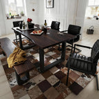 Industrial Solid Wood Dining Table,2" Solid Wood Top,Live Edge Style Kitchen Table for 4-8 People,Farmhouse Dining Room Table for Home, Restaurant or Coffee Shop