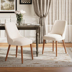 MALOL Dining Room Chair Set of 6, Upholstered Kitchen Chairs with Wood Legs, High-Back Padded Dining Chairs for Dining Room/Restaurant/Cafe, Beige