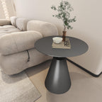 TWT Outdoor Round Side Table Pedestal Table Coffee End Table for Living Room,Bedroom and Small Spaces,Modern Nightstand Home Decor Metal Bedside Nightstand with Aluminum Base,19.5 in x 21.7 in (Grey)