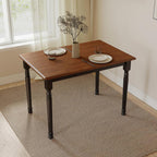 Kmax Small Dining Table for 2-4, Solid Wood Dining Table for Small Spaces 2 Person Rectangle Kitchen Table Space Saving Dinner Table for Apartment - Walnut Top, Black Legs