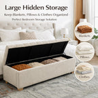 60.2" Storage Bench, End of Bed Storage Benches, Chenille Fabric Upholstered Ottoman Bench with Safety Hinge for Living Room Entryway Bedroom Hallway