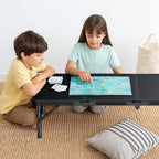 Folding Camping Table, 34.2"x15.7" 3 Adjustable Height Max 27.5" | Picnic Table Matte Black Aluminum Folding Table with Handle for Party, Dining, Garden, Patio, Market