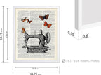 Poster Master Dictionary Art Poster - Sewing Machine Print - Sewing Art - Butterfly Art - Gift for Men, Women & Dressmaker - Chic Decor for Living Room, Bedroom or Office, 11x14 White Framed