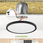 ASD LED 12" Round Flush Mount Ceiling Light Fixture, Low Profile Surface Lighting | 5CCT, Dimmable, Ultra-Thin, ETL Listed | 24W 2000LM 2700-6000K 100-277V | Kitchen, Hallway Lamp | Black, 4 Pack