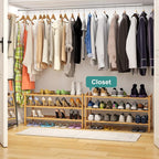 3-Tier Long Shoe Rack, Bamboo Wood Shoe Rack for Closet, Entryway & Hallway, Stackable | Beautiful | Functional | Sturdy