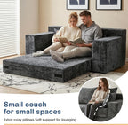 Couch Small, 3-in-1 Loveseat Sleeper Sofa Bed Convertible Sofa Bed with 4 Pillows, Black Couch for Living Room, Guest Room, Small Space