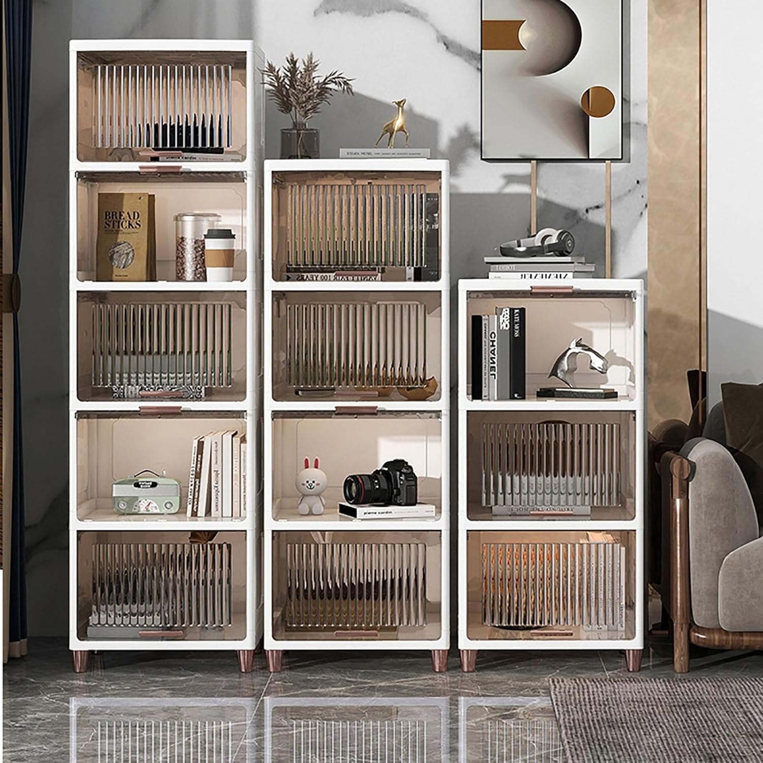 Translucent Nightstand with Flip Drawer, Simple and Stylish Bedside Table for Bedroom Living Room, Elegant End Table