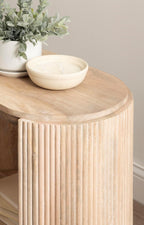 Kate and Laurel Cakora Modern Capsule Ribbed Mango Wood Side Table, 22 x 13 x 22, Light Natural, Boho Decorative Two-Tier End Table for Use as a Bedroom Nightstand or Living Room Plant Stand