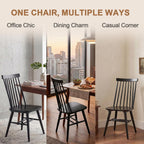DUHOME Windsor Dining Chairs Set of 6 Wood Dining Room Chair Slat Back Kitchen Room Chair Side Chair (Black, 6 PCS)