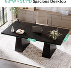 Tribesigns 63-Inch Executive Desk, Large Office Computer Desk with Double Pedestal, Modern Workstations Writing Table Conference Table Business Furniture for Home Office, Black