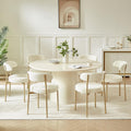 SoarFlash Dining Chairs, Beige Boucle Dining Chairs Set of 6, Kitchen Dining Room Chairs Curved Backrest Upholstered Mid Century Chair with Golden Metal Legs