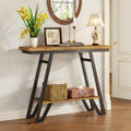 Console Table for Entryway, Space Saving Small Entryway Table with Open Shelves, Narrow Sofa Table Behind Couch for Living Room, Hallway, Easy Assembly, Wooden Top, Rustic Brown
