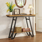 Console Table for Entryway, Space Saving Small Entryway Table with Open Shelves, Narrow Sofa Table Behind Couch for Living Room, Hallway, Easy Assembly, Wooden Top, Rustic Brown