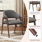 MALOL Wooden Dining Chairs Set of 4, Modern Fabric Upholstered Dining Room Chair, Kitchen Side Chairs, Farmhouse Dinner Chair with Curved Open Back for Kitchen, Grey