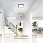 ASD LED 12" Square Flush Mount Ceiling Light Fixture, Low Profile Surface Lighting | 5CCT, Dimmable, Ultra-Thin, ETL Listed | 24W 1700LM 2700-6000K 120V | Kitchen, Hallway Lamp | Black, 4 Pack