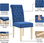 LOULENS Fabric Dining Chairs Set of 2, Upholstered Kitchen Chairs, Dark Blue