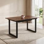 Extendable Dining Table for 4-8, 55"-71" Rectangular Kitchen Table, Modern Farmhouse Expandable Table with MDF Top, Space-Saving Wooden Table for Dining Room, Kitchen, Living Room, Office, Walnut