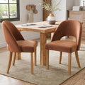 Wooden Dining Chairs Set of 2, Upholstered Modern Chenille Dining Room Chair Kitchen Chairs, Comfy Farmhouse Dinner Chair for Kitchen Dining Room, Orange