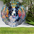 Border Collie Wind Spinner Pet Dog Memorial Gifts 3D Aluminum Metal Kinetic Hanging Wind Sculpture Spinners for Yard and Garden Indoor Outdoor Window Garden Decoration 8 Inch (Border Collie 1)