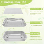 Stainless Steel Sprouts Growing Kit 3-Tier 14 inch Trays, Microgreens Growing Kit, Seed Sprouting Tray with Encrypted Mesh Sprouts for Beans Alfalfa Broccoli Wheat Grass