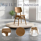 Alaterre Furniture Calais Dining – Mid Century Modern Set of 2 Dining Chairs – Solid Wood Chair Set with Minimalist Design for Dining Room or Kitchen (Warm Pecan Finish)