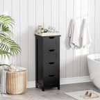 Bathroom Floor Storage Cabinet, Freestanding Wooden Side Organizer w/4 Drawers & Anti-Tip Kit for Bathroom Living Room Hallway Office Study, Black