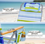 Backpack Beach Chair Wide Seat High Back Folding Camping Chair for Adults 5-Position Recline Supports 400 lbs Portable Chair with Cup Holder Cooler Bag Storage Pouch for Outdoor Lawn Picnic