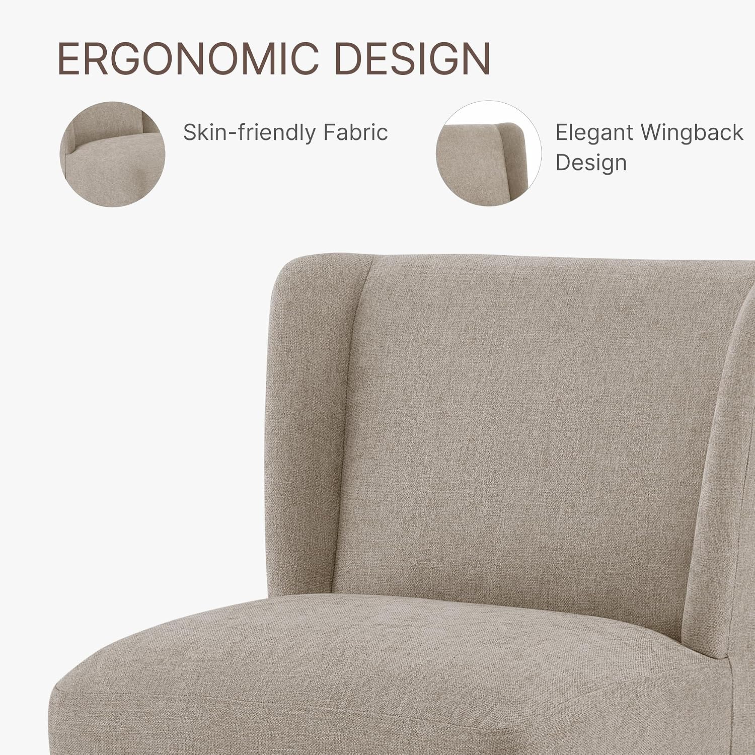 KISLOT Dining Chairs with Casters Require Assembly Upholstered Wingback Single Sofa Armless Deskchair for Bedroom Waiting Room Kitchen Diningroom