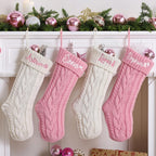 ELEGANTPARK Personalized Christmas Stockings 1 Pack Knit Christmas Stockings with Embroidered Names Red Green White Xmas Decoration for Fireplace Hanging Holiday Decoration for Family Kids 18 Inch