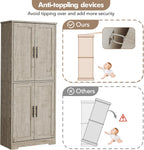 70" Tall Pantry Cabinet, Kitchen Pantry Cabinet with Doors and Adjustable Shelves, Freestanding Cupboard, Tall Storage Cabinet for Bathroom, Dining Room, Living Room, Gray