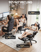 Dowinx Big and Tall Gaming Chair for Adults with Footrest, Massage Lumbar | Ergonomic High back with Pocket Spring Cusion Wide Seat, 90-135° Recline, Adjustable Height & Headrest for Home Office Black