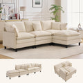 Korser 105" L-Shaped Modular Sectional Sofa, 3-Seater Cloud Couch with 1 Movable Ottoman, Modern Chenille Sofa Set with Removable Washable Pillows for Living Room, Bedroom, Apartment