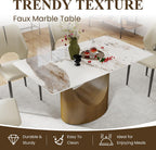 55" Modern Dining Table for 4-6, White Rectangle Dining Table, Sintered Stone Dining Tabletop with U-Shape Carbon Steel Pedestal (Table Only)