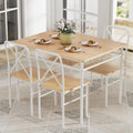 VECELO Dining Table Set for 4, 5-Piece Wood Kitchen Table with Chairs for Small Space, Breakfast Nook, Space-Saving, Natural White