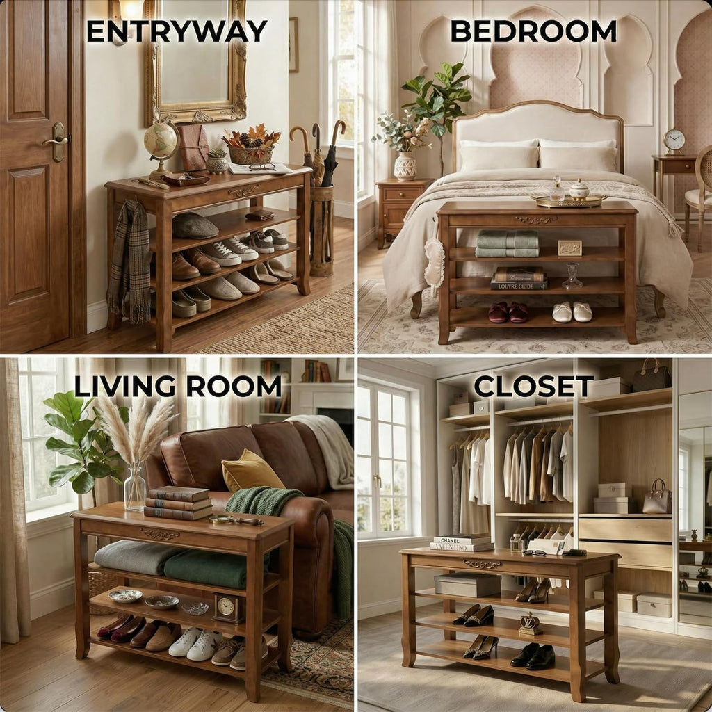 Shoe Rack Bench with Lift-Top Storage,3-Tier Shoe Storage Bench with Wooden Seat,550lbs Heavy Duty Entryway Bench for Hallway,Foyer,Front Door,Closet,Shoe Organizer Bench,31.5"