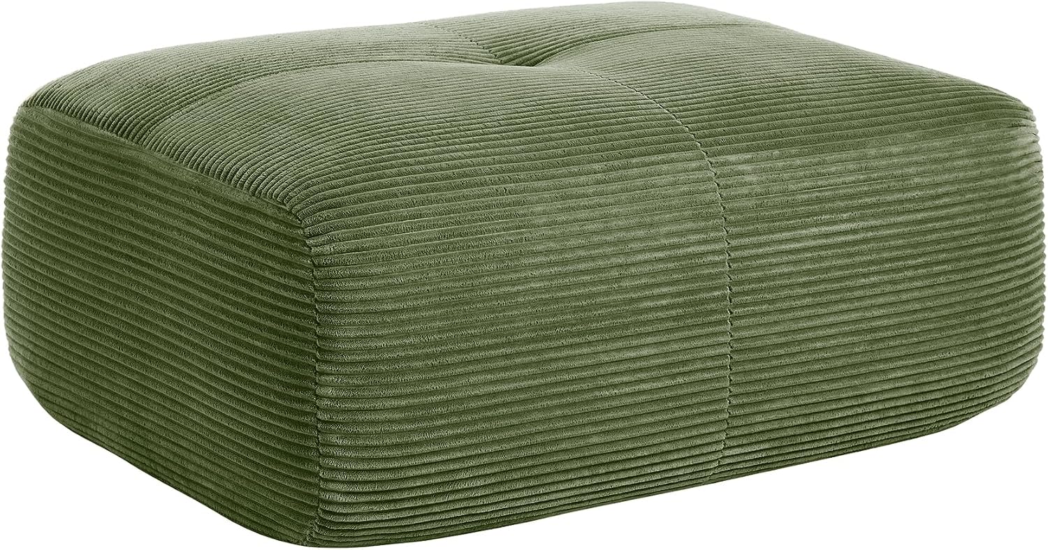 SoarFlash Corduroy Sectional Sofa Ottoman,Green