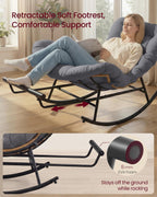 VASAGLE Papasan Chair, Outdoor Rocking Chair, Outdoor Furniture, Steel Frame, Extendable Footrest, Removable Cushion, Holds 300 lb, for Bedroom, Living Room, Patio, Garden, Gray ULYY062GZ01