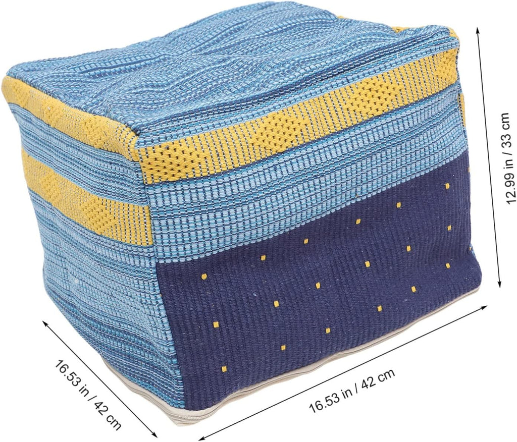 Homoyoyo Footstool Stuffed Foot Rest Floor Foot Stool Outdoor Footrest for Patio Square Pouf Pillows Decorative Square Seats Mat Cover Cotton Linen Dining Chair Office Chair