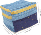 Homoyoyo Footstool Stuffed Foot Rest Floor Foot Stool Outdoor Footrest for Patio Square Pouf Pillows Decorative Square Seats Mat Cover Cotton Linen Dining Chair Office Chair