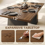 HOMCOM Modern Dining Table for 6, 63" Rectangle Kitchen Table with Trapezoid Pedestal Base, Dining Room Table for Home, Apartment, Livign Room Black and Light Walnut
