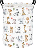Round Jungle Wildlife Laundry Hamper, Cotton Canvas Storage Bin | Waterproof stain-resistant cotton canvas, reinforced hand grips, jungle wildlife print for bedroom, bath and dorm belongings