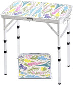 Yriuat Folding Camping Table 2ft Portable Picnic Table, Blooming Floral | Adjustable Height, Carry Handle, Aluminum Foldable Lightweight Small Card Table for Outdoor, Indoor, Hiking, Camp, BBQ, Beach
